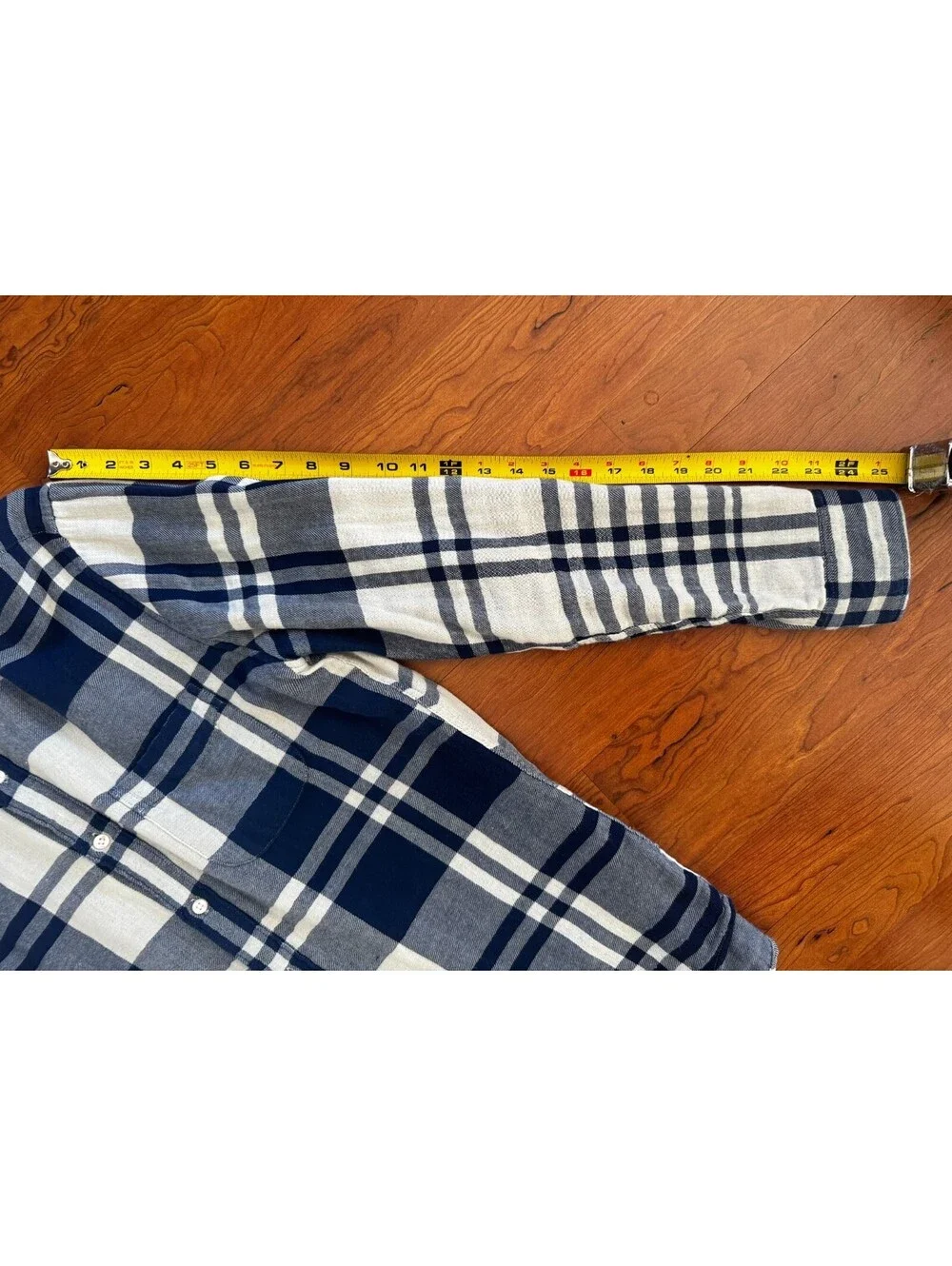 J. Crew Slim Cotton Plaid Flannel Blue White Men's Medium